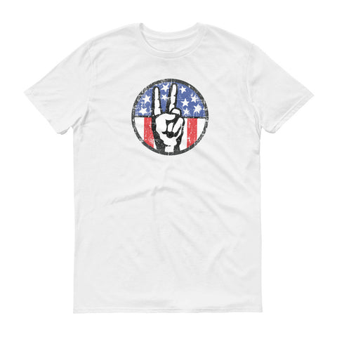 ArtBitz Peace Sign Fingers Over American Flag T-Shirt