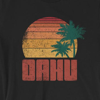 Distressed Vintage-Look Oahu Beach Vacation Short-Sleeve Unisex T-Shirt