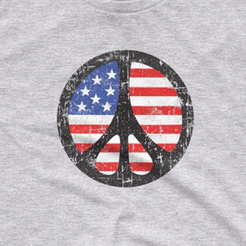 Peace Sign over American Flag Tee