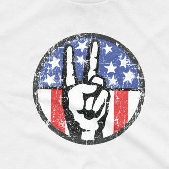 Peace Sign Fingers Over American Flag T-Shirt