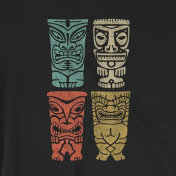 Vintage-Look Repeating Tiki Island Vacation Short-Sleeve Unisex T-Shirt