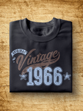 Unisex Year of Birth, 1966, "Vintage" Typographic T-Shirt