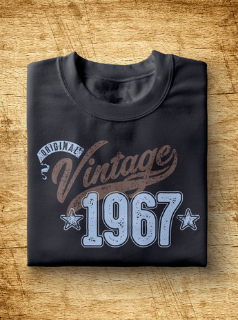 Unisex Year of Birth, 1967, "Vintage" Typographic T-Shirt