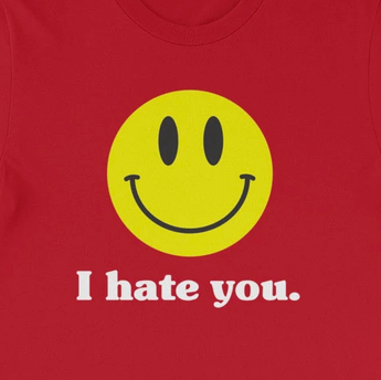 "I Hate You" Smiley Face Emoji Unisex Tee