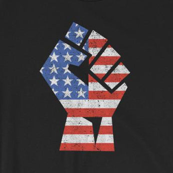 USA Flag in Workers Fist Short-Sleeve Unisex T-Shirt