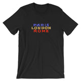 Paris, London, Rome European Travel Vacation Cities Short-Sleeve Unisex T-Shirt