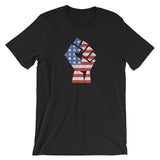 USA Flag in Workers Fist Short-Sleeve Unisex T-Shirt