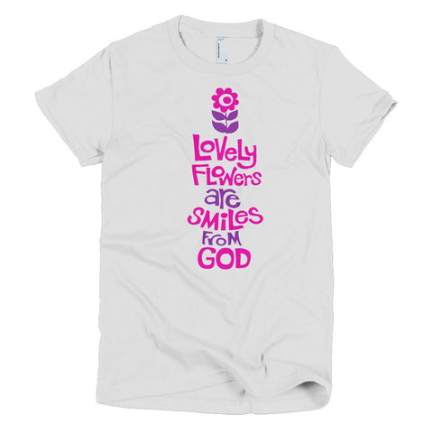retro inspired, vintage look tee, flowers are smiles from God, spirituality, religion, positive t-shirt