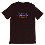 Paris, London, Rome European Travel Vacation Cities Short-Sleeve Unisex T-Shirt