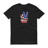 ArtBitz Peace Sign Hand and Fingers, USA, American Flag T-Shirt