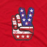 Peace Sign Hand and Fingers, USA, American Flag T-Shirt