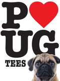 Unisex Love Pug Tee, for Pug Lovers